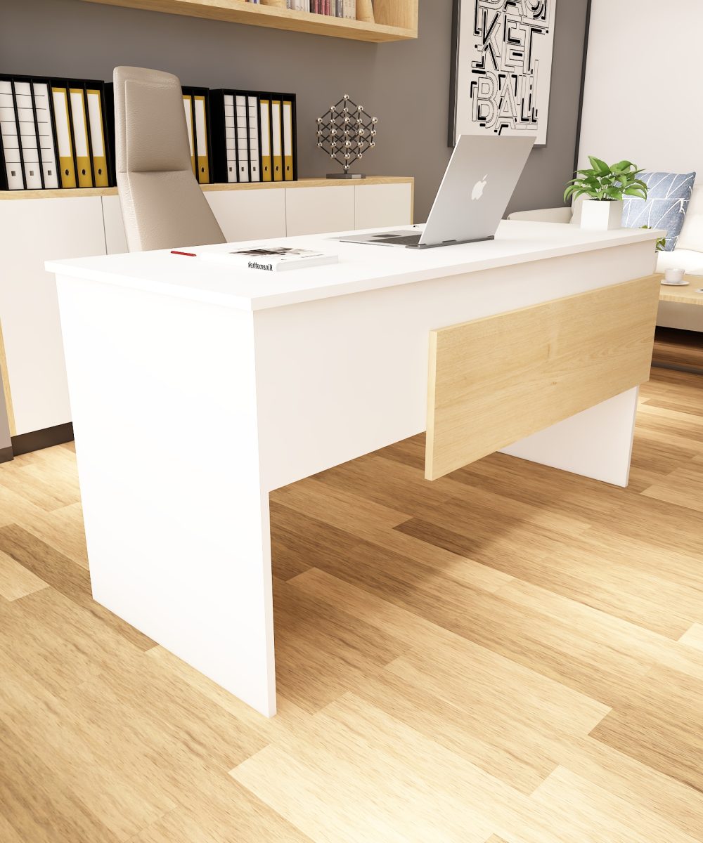 Karen Çalışma Ofis Masası | Beyaz - Safir Meşe (3000-2) - Görsel 4